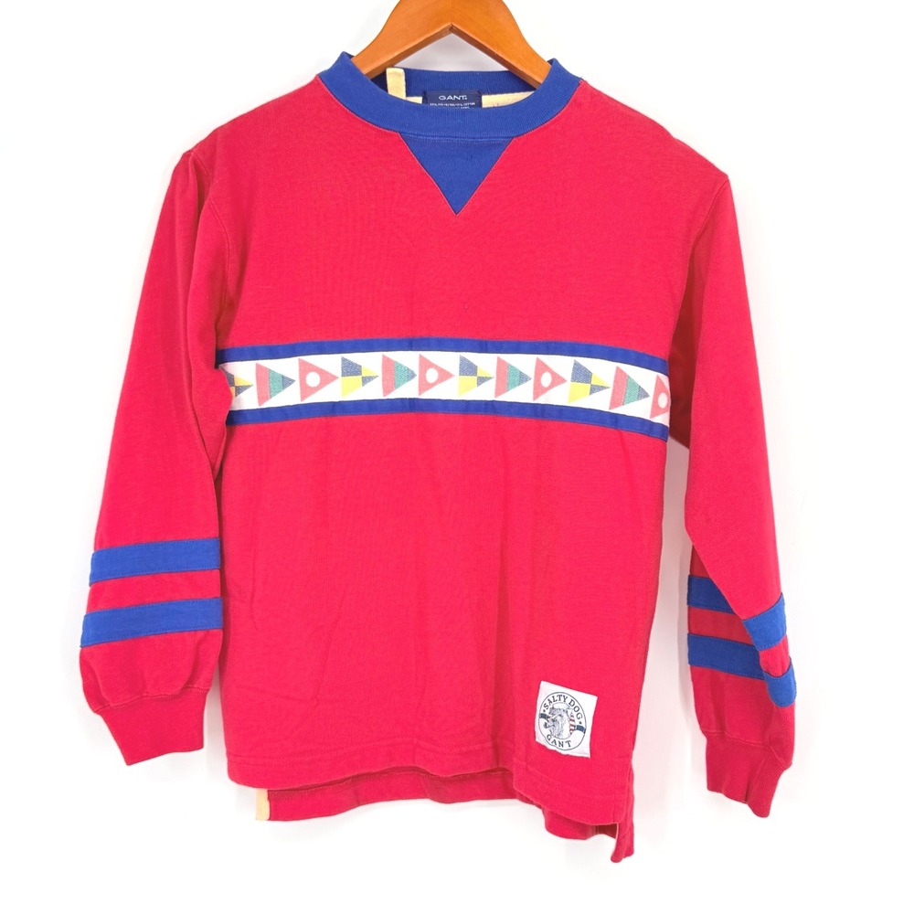 Vintage Gant Salty Dog Nautical Flag Color Block 1980's Unisex Size 12-14